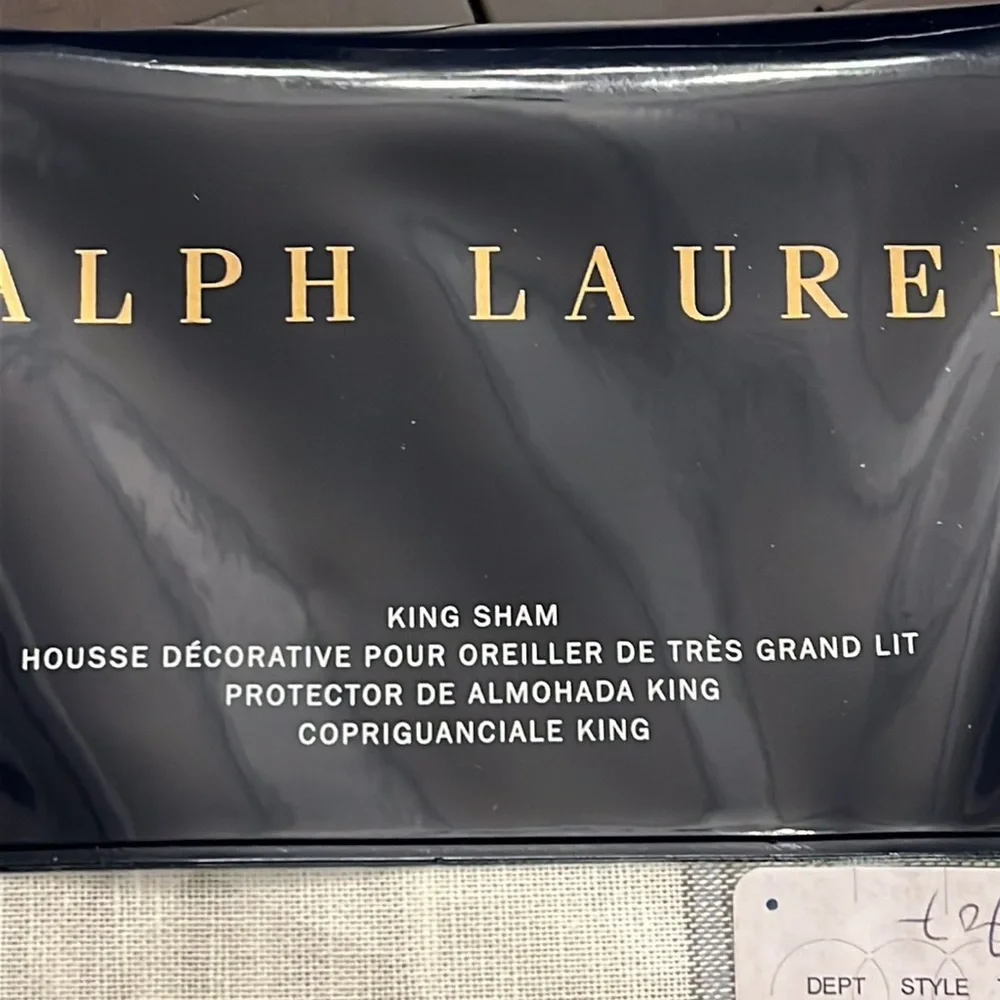 Ralph Lauren Oakview King Pillow Sham new white green